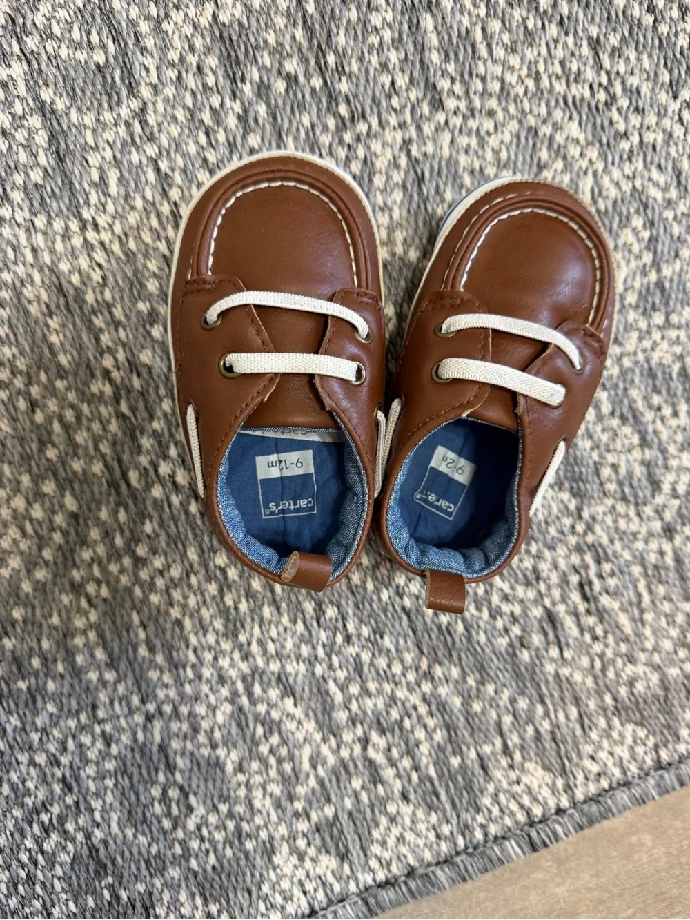 Carter's Baby Boy Brown Boat Shoes Soft Soled Crib Shoes Size 9-12 Months